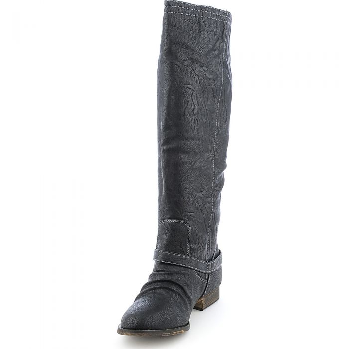 Knee-High Boot Outlaw-81 Black/Blue Zipper