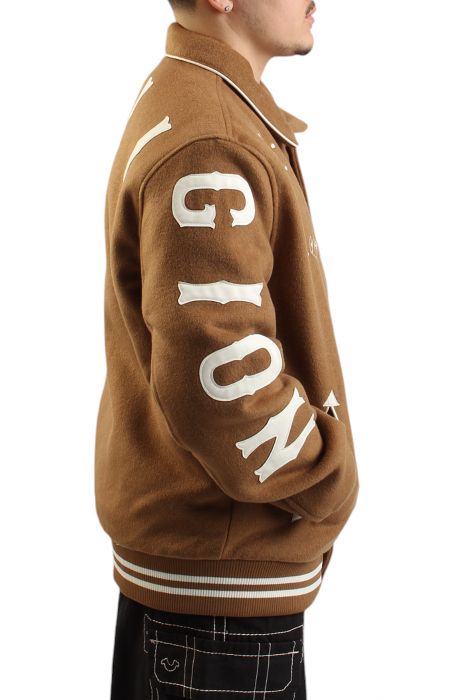 Studded Wool Varsity Jacket  Dijon