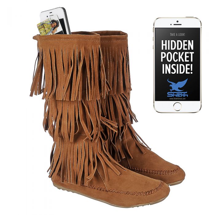 Women's Fringe Pocket Boot Cherokee-03 Tan