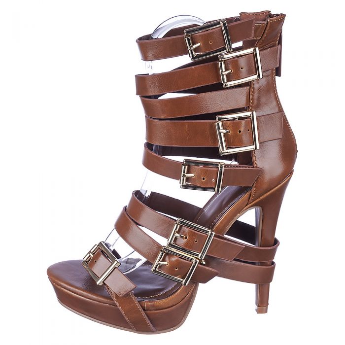 POSH Women's Stay Close Strappy High Heel STAY CLOSE/COGNAC - Shiekh