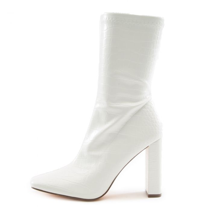 Zachery-1 Animal Print High Heel Bootie White