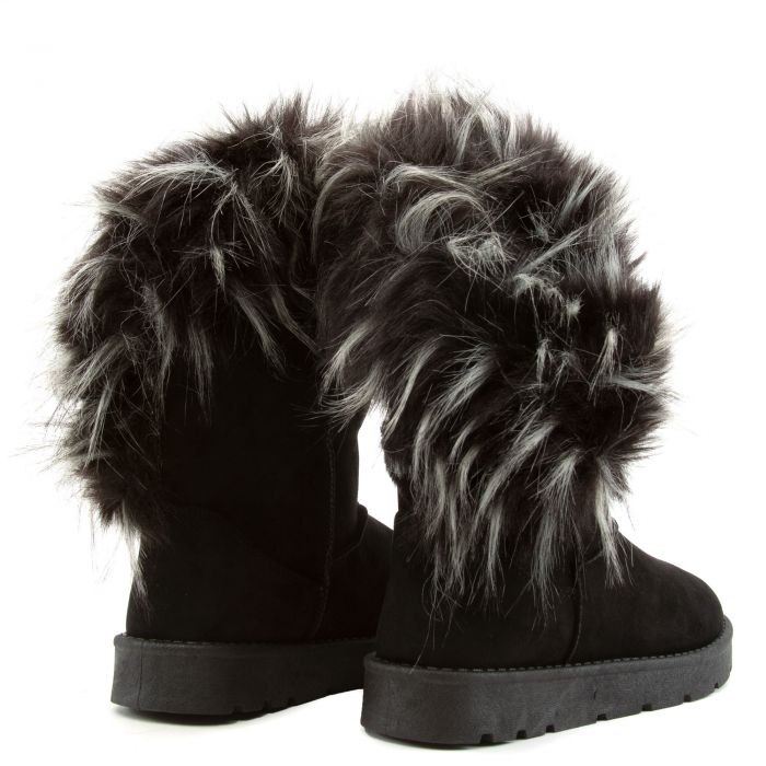 Ada Faux Fur Booties Black/White