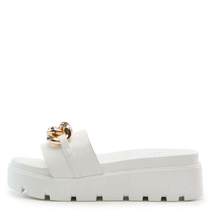 Refine-03 Log Sole Sandals White