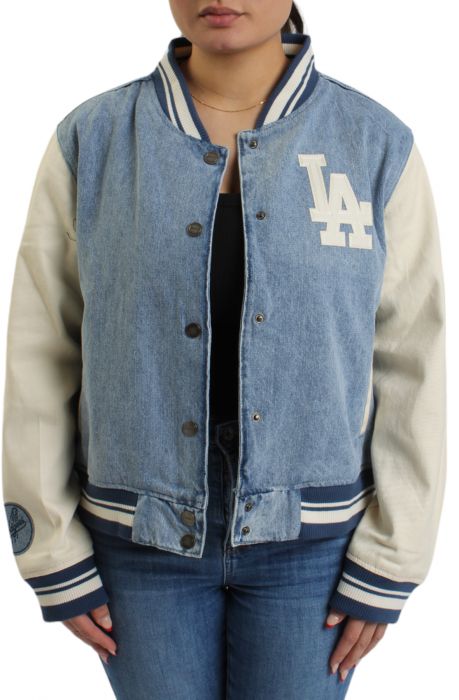 Los Angeles Dodgers Denim Varsity Jacket  Denim