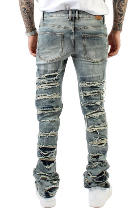 Fray Stacked Jeans Blue