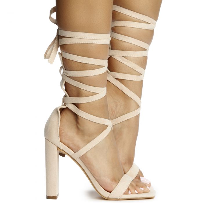 Novax-11 Lace Up High Heel Nude