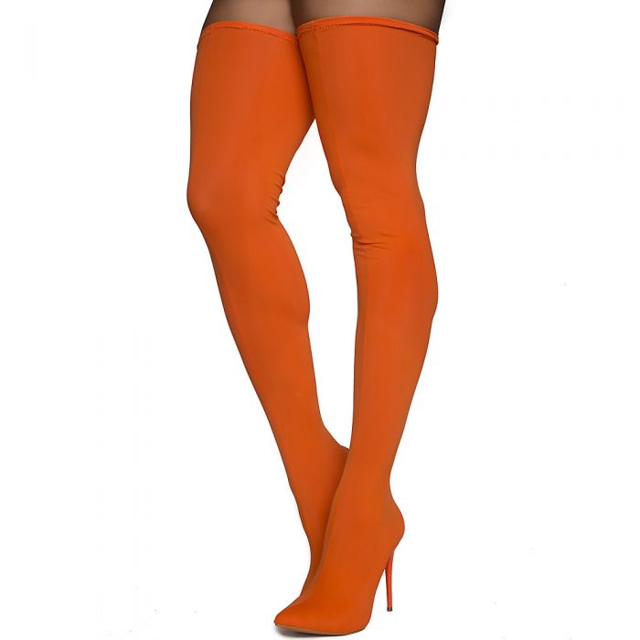 orange suede thigh high boots