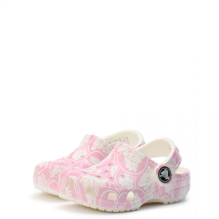 Toddler Classic Duke Print Clog Pink Tweed/White