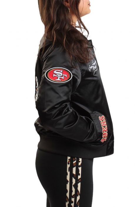 NFL San Francisco 49ers Sugar Skull Satin Jacket  Black