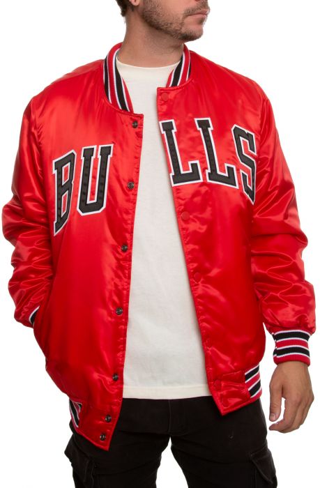 white and red bulls jacket