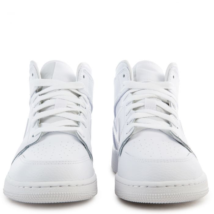 (GS) Air Jordan 1 Mid White/White-White