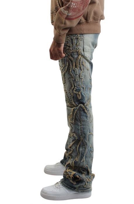 Tribal Flare Stacked Jeans Chester Blue