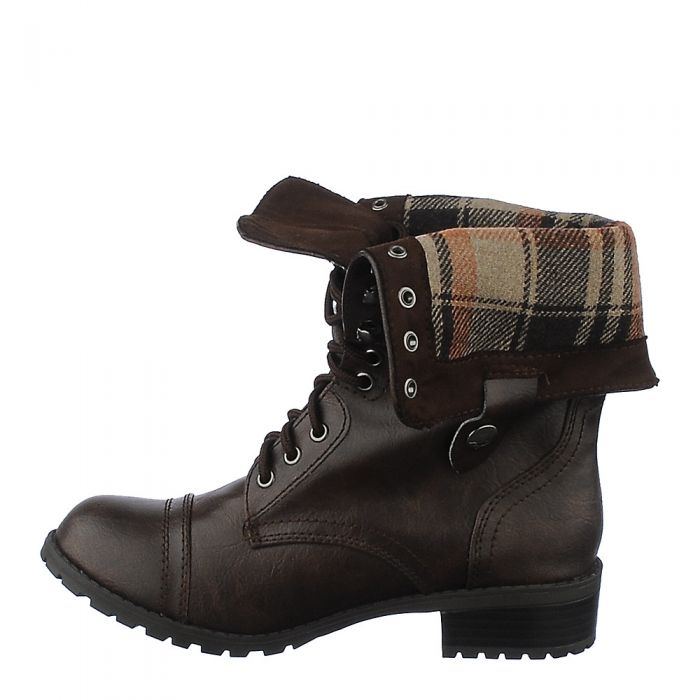 Women's fold down combat boots top
