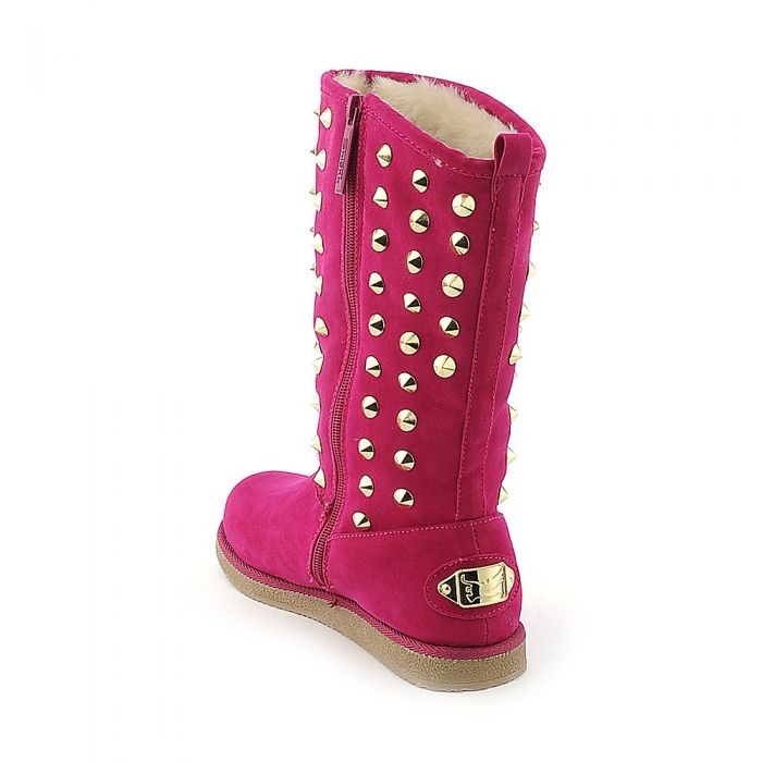 Women's Flat Studded Boot Urban Studs Fuschia