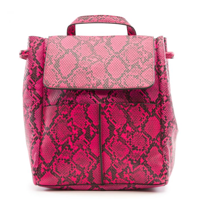Snakeskin Backpack Neon fuchsia