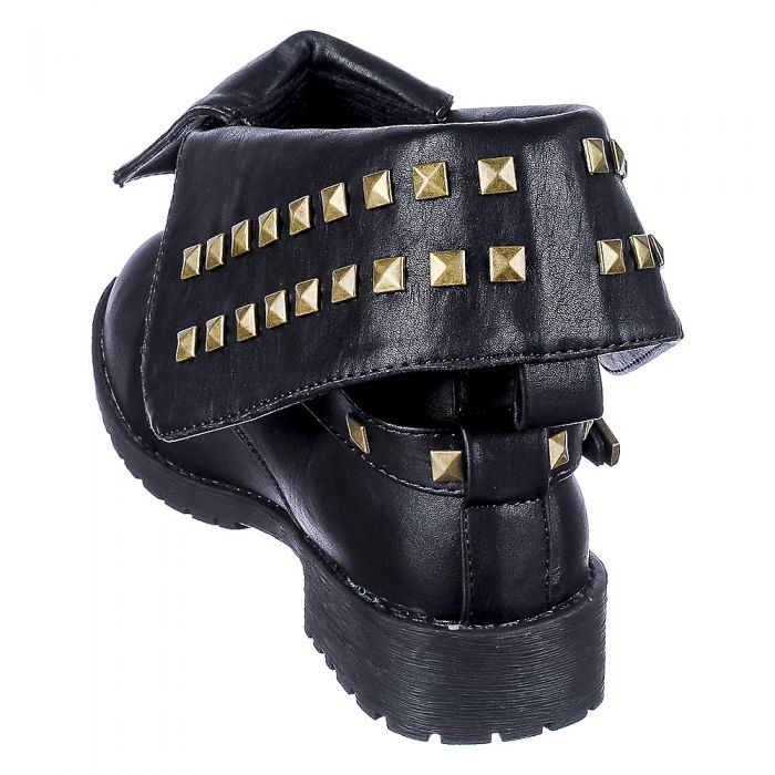 Fold Down Studded Boot Taylor-1-S Black/Gold Black/Gold
