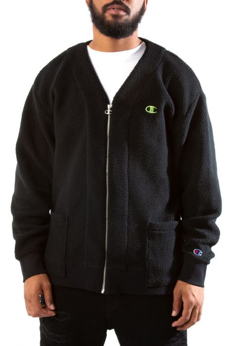 Sherpa Zip Cardigan Black