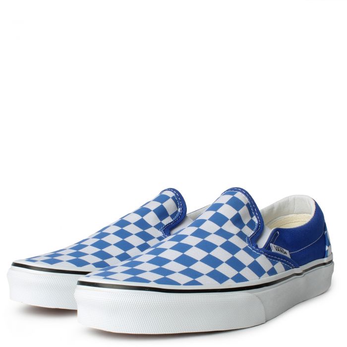 vans classic slip on checkerboard dusty blue