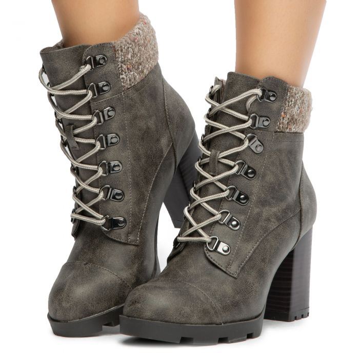 Pilate-11 Lace-Up Booties Grey