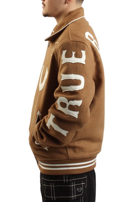 Studded Wool Varsity Jacket  Dijon