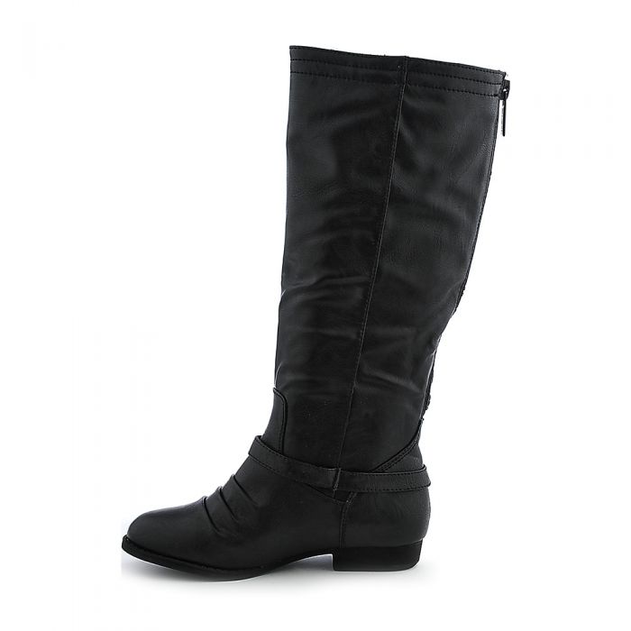 Nakia-S Low-Heel Mid-Calf Boot Black/red