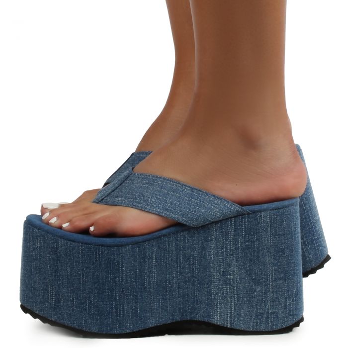 Wedge Platform Sandal  Denim