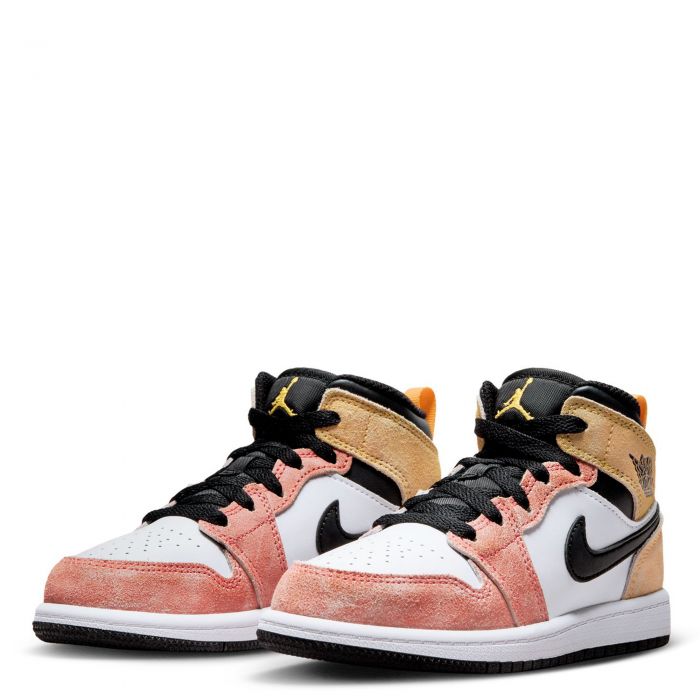 Pre-School Jordan 1 Mid Magic Ember/Sundial-White-Black