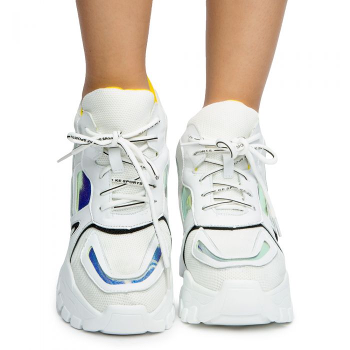 ANTHONY WANG LIME-02 PLATFORM SNEAKERS LIME-02-WHT - Shiekh