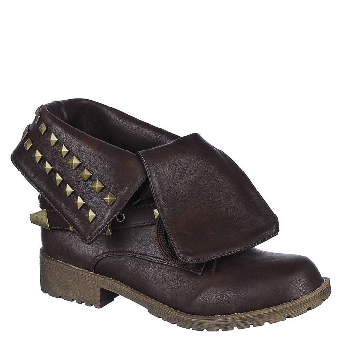 Fold Down Studded Boot Taylor-1-S Brown Brown