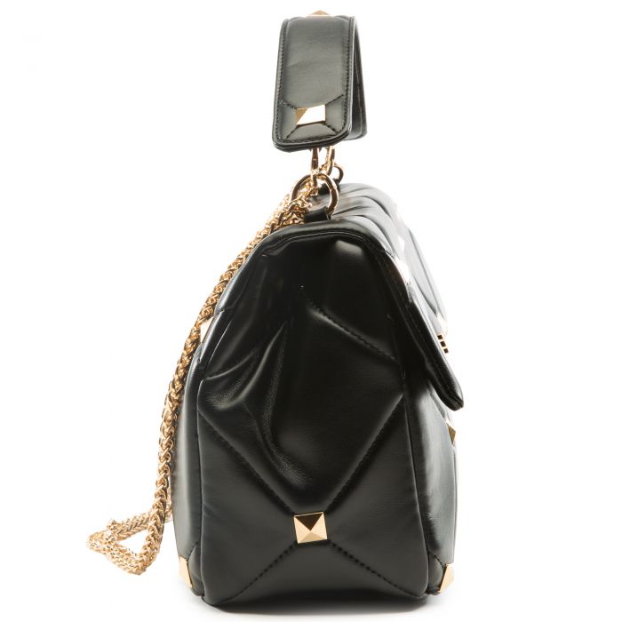Quilted Studded Handbag Black