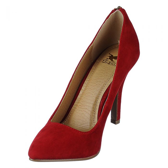 Women's High Heel Pump Mellina Red Sude Shiekh zipper