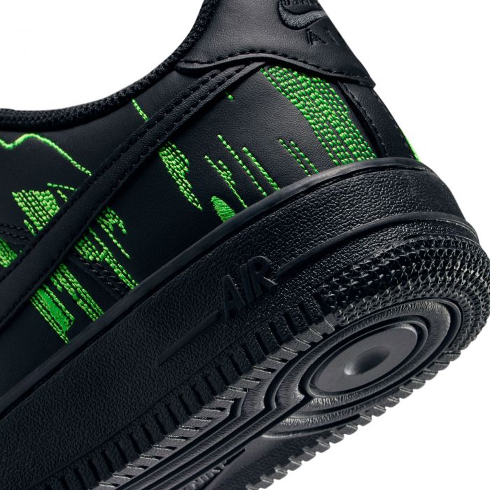 Grade-School Nike Air Force 1 LV8 4 Black/Black-Green Strike-Vivid Purple