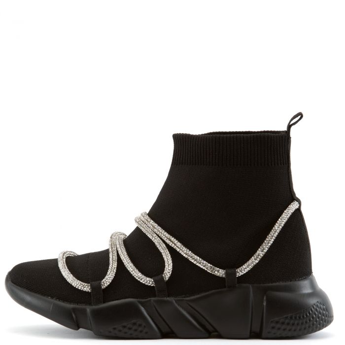 Radiate Rhinestone High Top SNEAKER-BLACK, 10 / Black