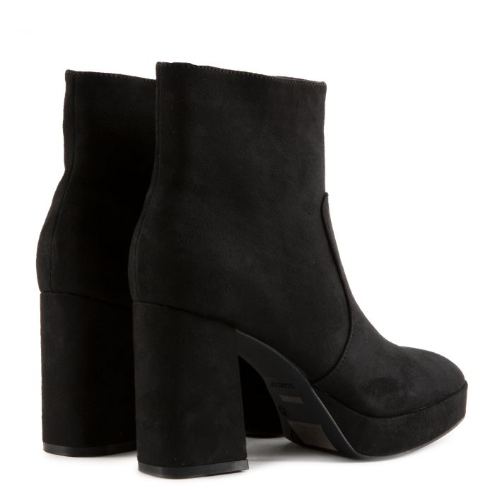 Underlined-01 Platform Heel Booties Black Suede