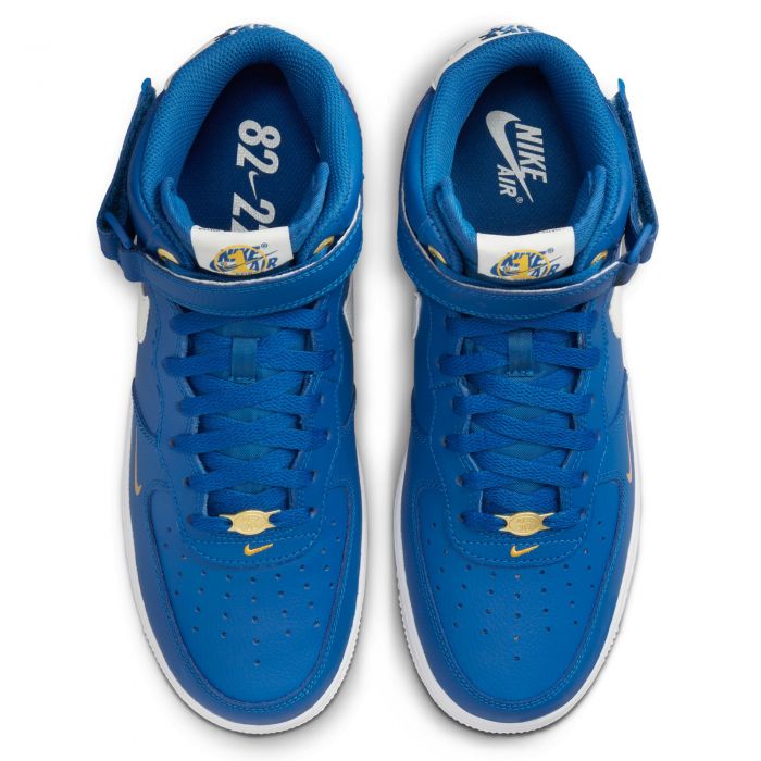 Blue yellow and white fashion air force ones