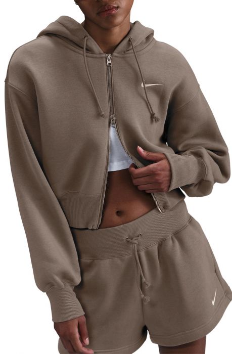  Phoenix Fleece Loose Cropped Full-Zip Hoodie Mink Brown/Sail