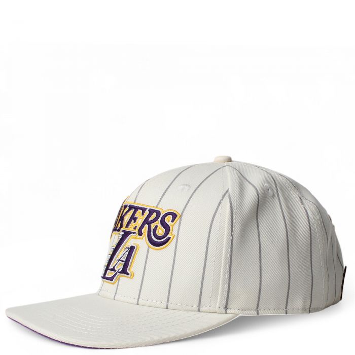 LA Lakers Pinstripe Snapback Eggshell