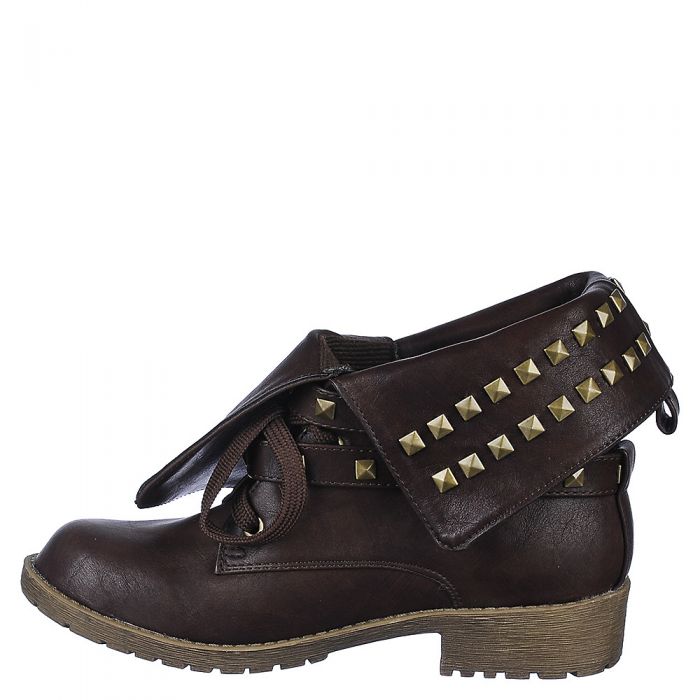 Fold Down Studded Boot Taylor-1-S Brown Brown