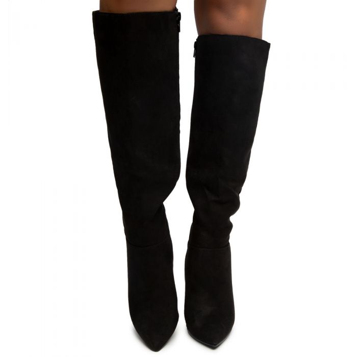 Immerse-21 Over the Knee Boots Black Faux Suede
