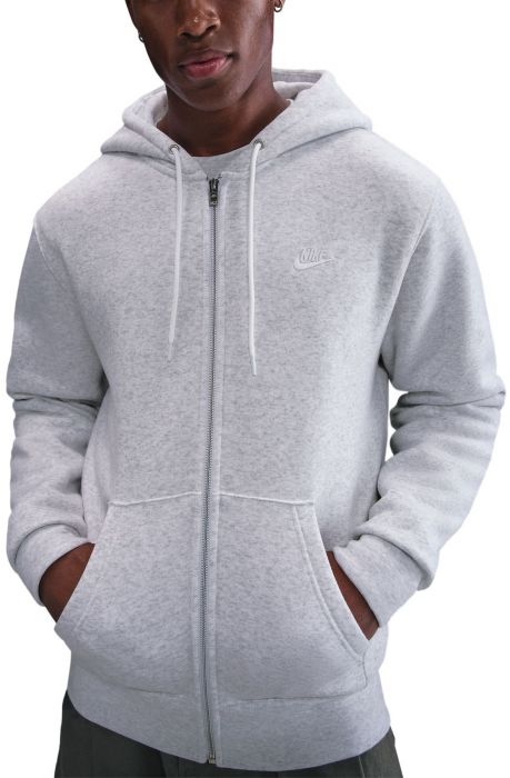 Club Full-Zip Fleece Hoodie Birch Heather /White