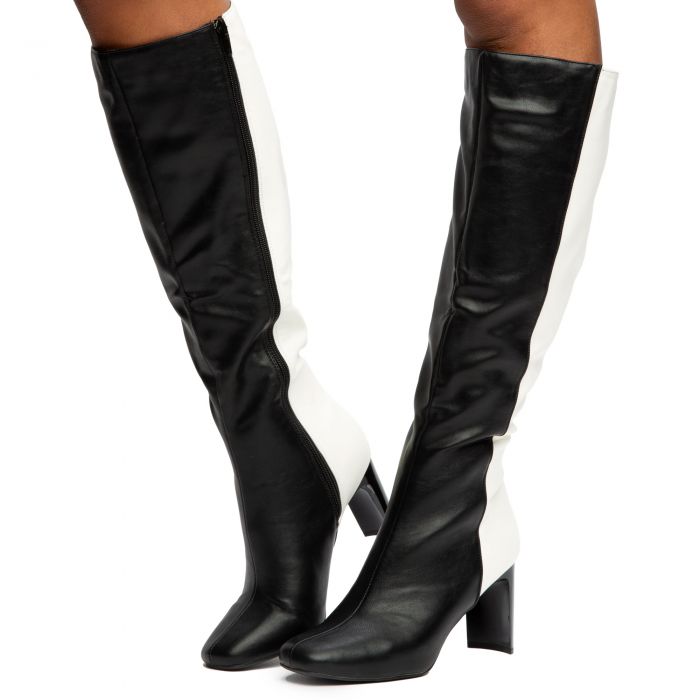 Cup-03 Knee High Boots Black/White