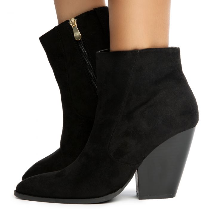 LILIANA Glaze-1 Pointy Toe Booties GLAZE-1-BLACK - Shiekh