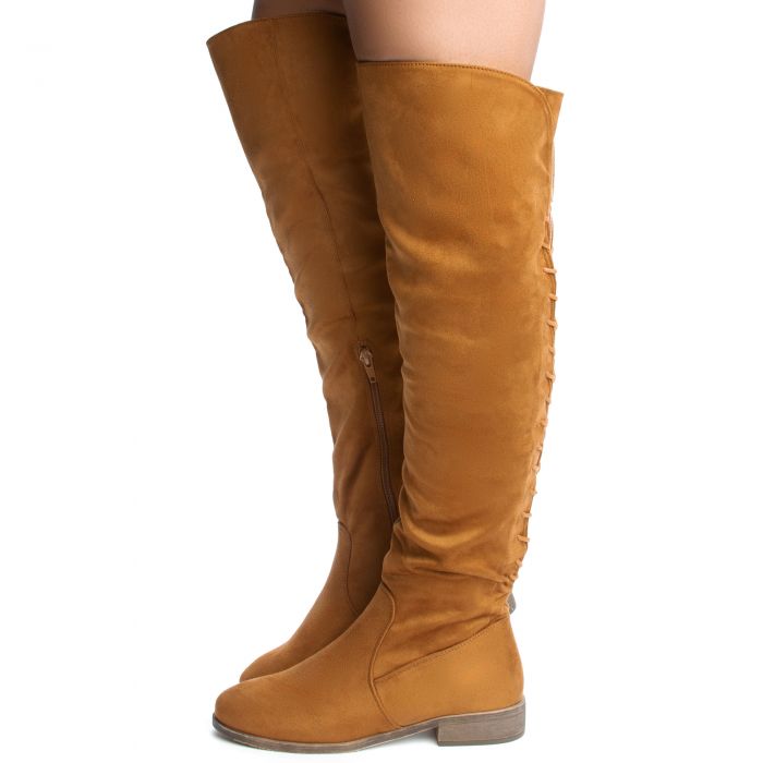 Tally-2 Thigh High Flat Boot Tan Suede