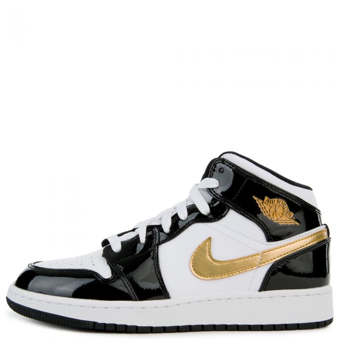 air jordan 1 mid se gs black metallic gold white