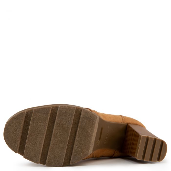 Pilate-05 Ankle Heel Booties Tan