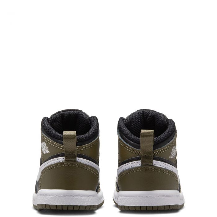 Toddler Jordan 1 Mid Black/White-Medium Olive