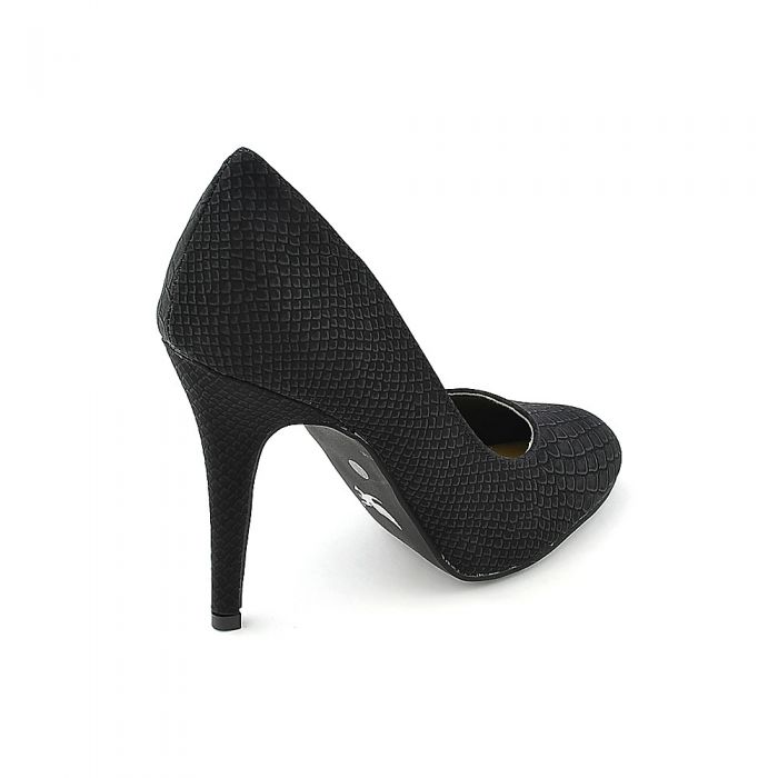 Women's Eudora-01 High Heel Pump Black Snake Skin
