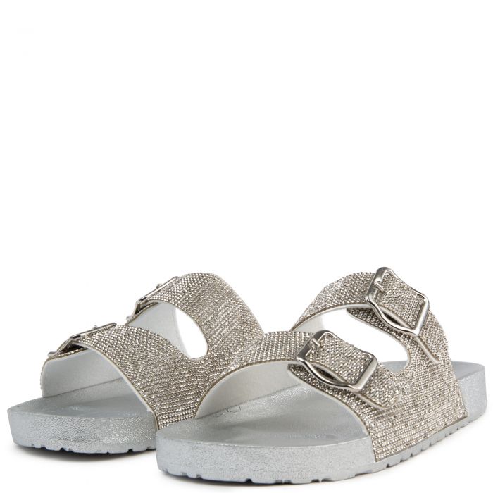 Luster-01 Double Buckle Sandals Silver