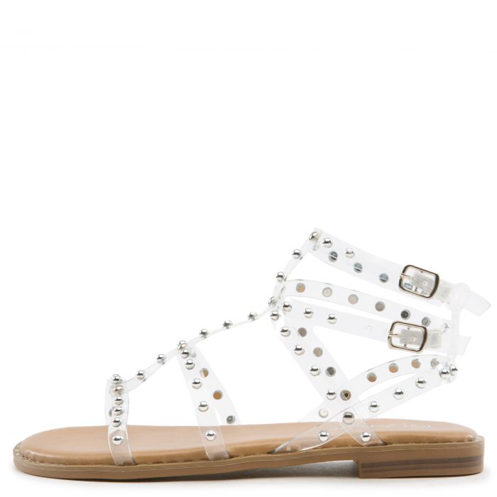 Ding-21 Gladiator Flat Sandals Clear