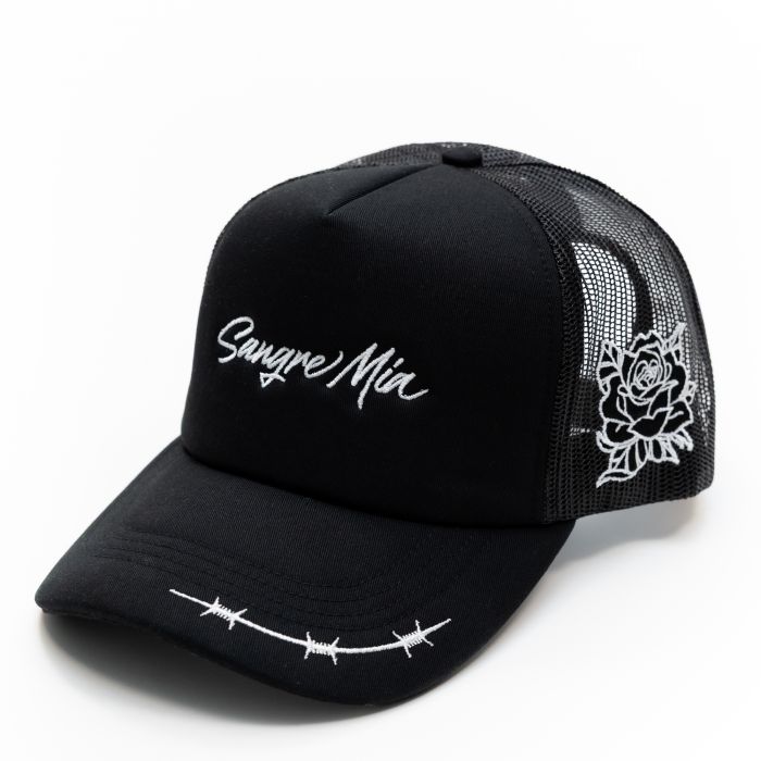 Rose Trucker Hat  Black